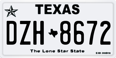 TX license plate DZH8672