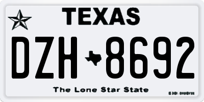 TX license plate DZH8692