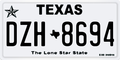 TX license plate DZH8694