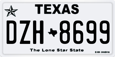 TX license plate DZH8699
