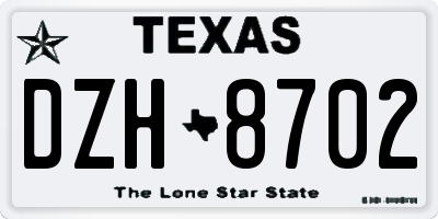 TX license plate DZH8702