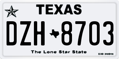 TX license plate DZH8703