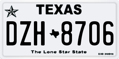 TX license plate DZH8706
