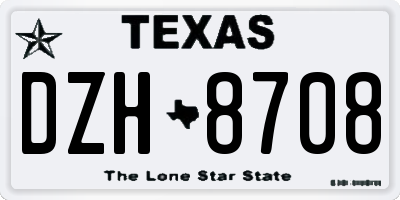 TX license plate DZH8708