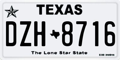 TX license plate DZH8716