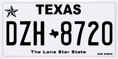 TX license plate DZH8720