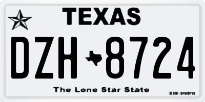 TX license plate DZH8724