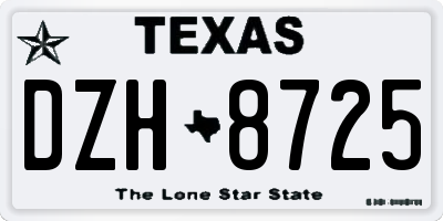 TX license plate DZH8725