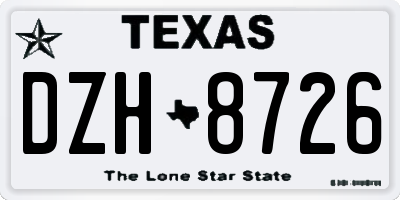 TX license plate DZH8726