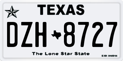 TX license plate DZH8727