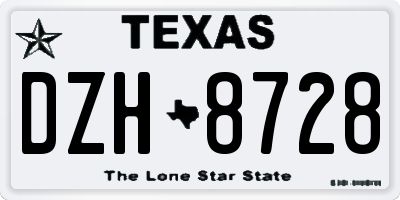 TX license plate DZH8728