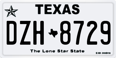 TX license plate DZH8729