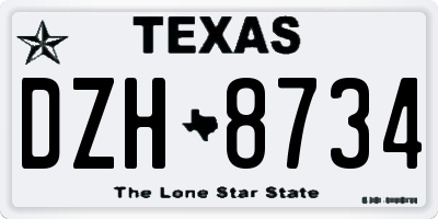 TX license plate DZH8734