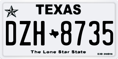 TX license plate DZH8735