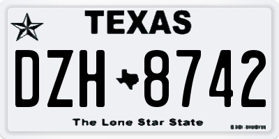 TX license plate DZH8742