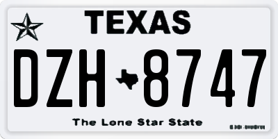 TX license plate DZH8747
