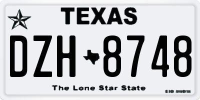 TX license plate DZH8748