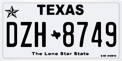 TX license plate DZH8749