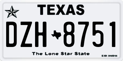 TX license plate DZH8751