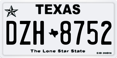 TX license plate DZH8752