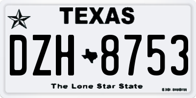TX license plate DZH8753