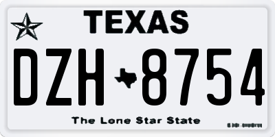TX license plate DZH8754