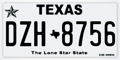 TX license plate DZH8756