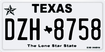 TX license plate DZH8758