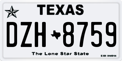 TX license plate DZH8759