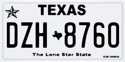 TX license plate DZH8760