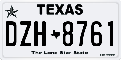TX license plate DZH8761