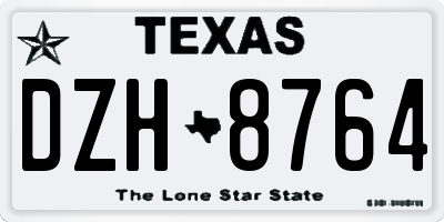 TX license plate DZH8764