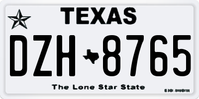 TX license plate DZH8765
