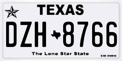 TX license plate DZH8766