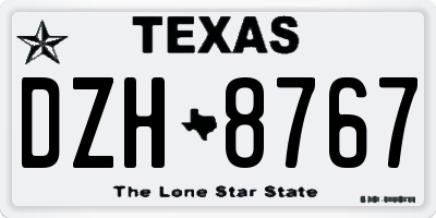 TX license plate DZH8767