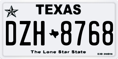 TX license plate DZH8768