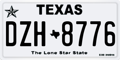 TX license plate DZH8776