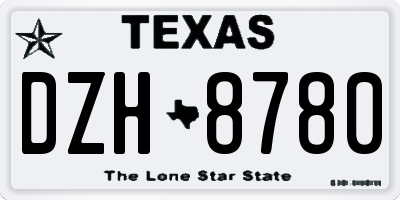 TX license plate DZH8780