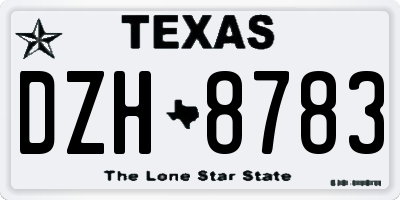 TX license plate DZH8783