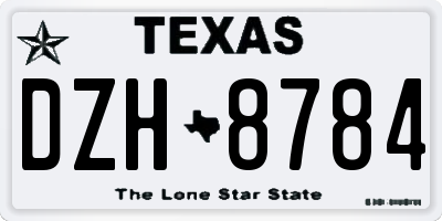 TX license plate DZH8784