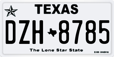 TX license plate DZH8785