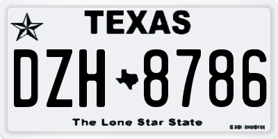 TX license plate DZH8786