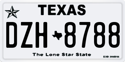 TX license plate DZH8788