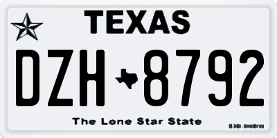 TX license plate DZH8792
