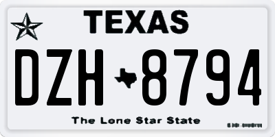 TX license plate DZH8794