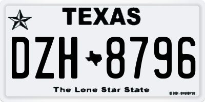 TX license plate DZH8796