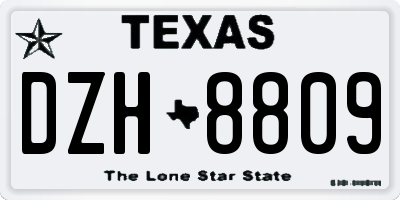 TX license plate DZH8809