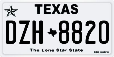 TX license plate DZH8820