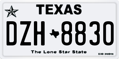 TX license plate DZH8830