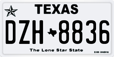 TX license plate DZH8836